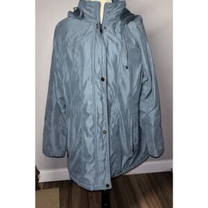 Croft and Barrow 1X Winter Blue Women’s Warm Jacket Coat Hood Zip Pockets